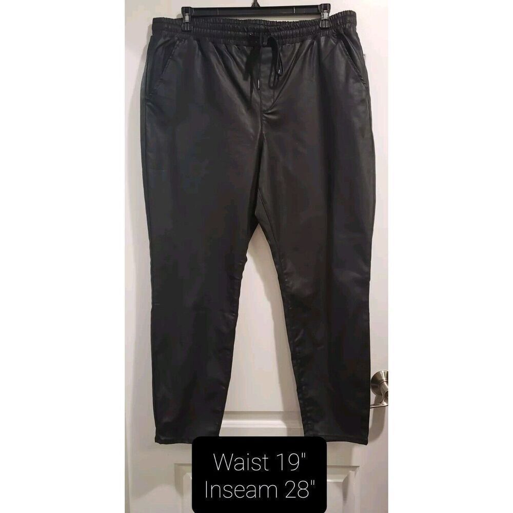 Sanctuary Women's Neo Faux Leather Pull-On Joggers Black 2X NWT